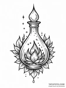Tattoo design a stylized mana potion with a m... - эскиз тату (№1752770992_0, 17.07.2025 16:49) — Tatufoto.com