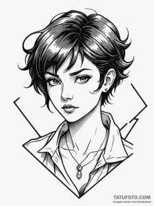 A neo-traditional portrait of faye valentine... - эскиз тату (№1752771484_0, 17.07.2025 16:58) — Tatufoto.com
