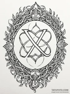 110. tattoo sketch: "yest" rune intertwined w... - эскиз тату (№1752771565_0, 17.07.2025 16:59) — Tatufoto.com