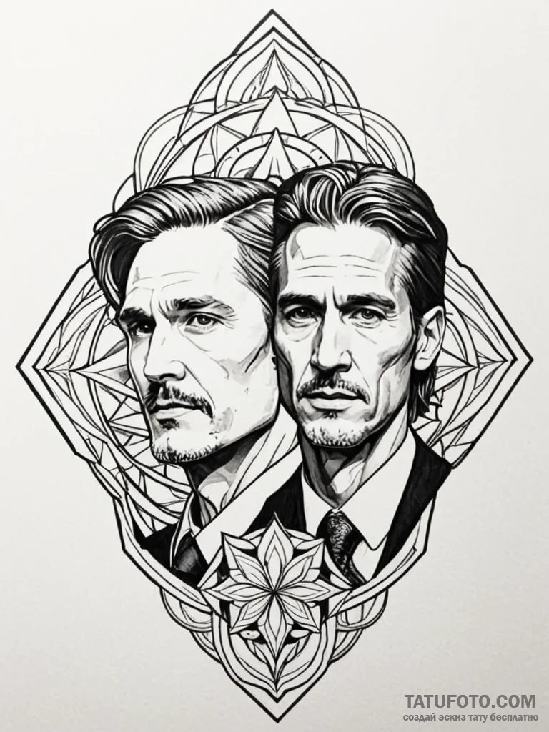 A neo-traditional portrait of the main charac... - эскиз тату (№1752771647_0, 17.07.2025 17:00) — Tatufoto.com
