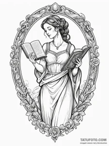 Tattoo design a graceful virgo maiden, holdin... - эскиз тату (№1752771728_0, 17.07.2025 17:02) — Tatufoto.com