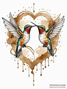 Tattoo sketch a pair of hummingbirds, symboli... - эскиз тату (№1752772791_0, 17.07.2025 17:19) — Tatufoto.com