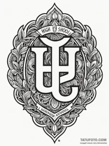 A linework tattoo of the u.a. high school log... - эскиз тату (№1752772956_0, 17.07.2025 17:22) — Tatufoto.com