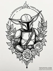 Linework tattoo design of the mandalorian (di... - эскиз тату (№1752773037_0, 17.07.2025 17:23) — Tatufoto.com