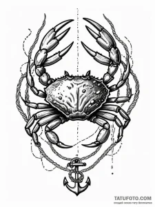Tattoo design a detailed cancer crab, with sa... - эскиз тату (№1752773201_0, 17.07.2025 17:26) — Tatufoto.com