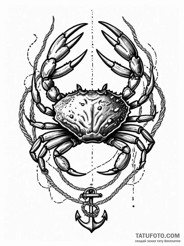 Tattoo design a detailed cancer crab, with sa... - эскиз тату (№1752773201_0, 17.07.2025 17:26) — Tatufoto.com