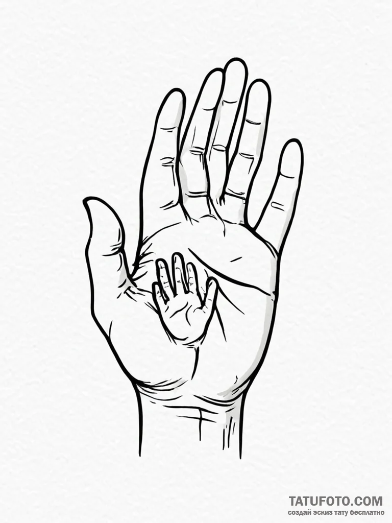 Tattoo design a parent's hand holding a child... - эскиз тату (№1752773615_0, 17.07.2025 17:33) — Tatufoto.com