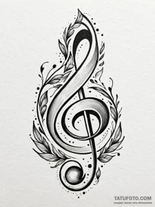 Treble clef, tattoo drawing outline, on a cle... - эскиз тату (№1752773693_0, 17.07.2025 17:34) — Tatufoto.com