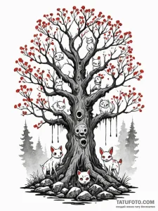 A sketch of the kodama (tree spirits) from pr... - эскиз тату (№1752777162_0, 17.07.2025 18:32) — Tatufoto.com