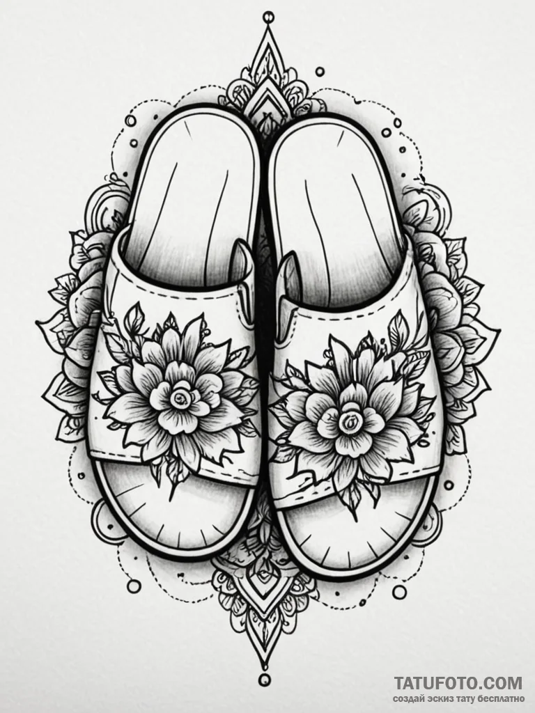 Tattoo design a pair of matching slippers or... - эскиз тату (№1752777918_0, 17.07.2025 18:45) — Tatufoto.com