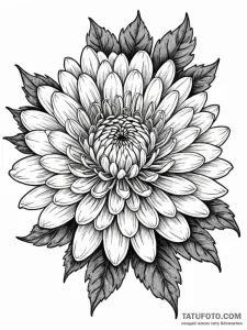 Chrysanthemum, artistic tattoo sketch, realis... - эскиз тату (№1752778159_0, 17.07.2025 18:49) — Tatufoto.com
