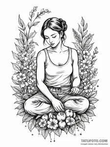 Tattoo design: a peaceful scene of mokosh ten... - эскиз тату (№1752778315_0, 17.07.2025 18:51) — Tatufoto.com