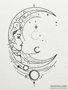 Tattoo design a moon phases sequence, with on... - эскиз тату (№1752778556_0, 17.07.2025 18:55) — Tatufoto.com