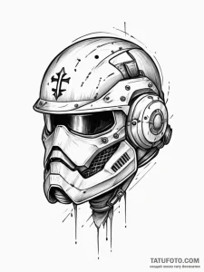 Tattoo design a combat helmet with a single,... - эскиз тату (№1752779523_0, 17.07.2025 19:12) — Tatufoto.com