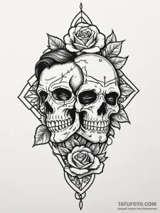 A chicano style tattoo of harvey "two-face" d... - эскиз тату (№1752779999_0, 17.07.2025 19:19) — Tatufoto.com