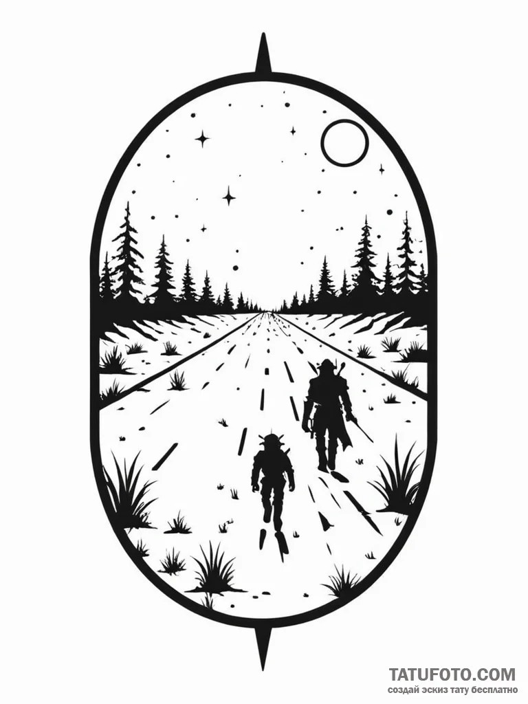 Graphic art of the mandalorian and grogu walk... - эскиз тату (№1752780243_0, 17.07.2025 19:24) — Tatufoto.com