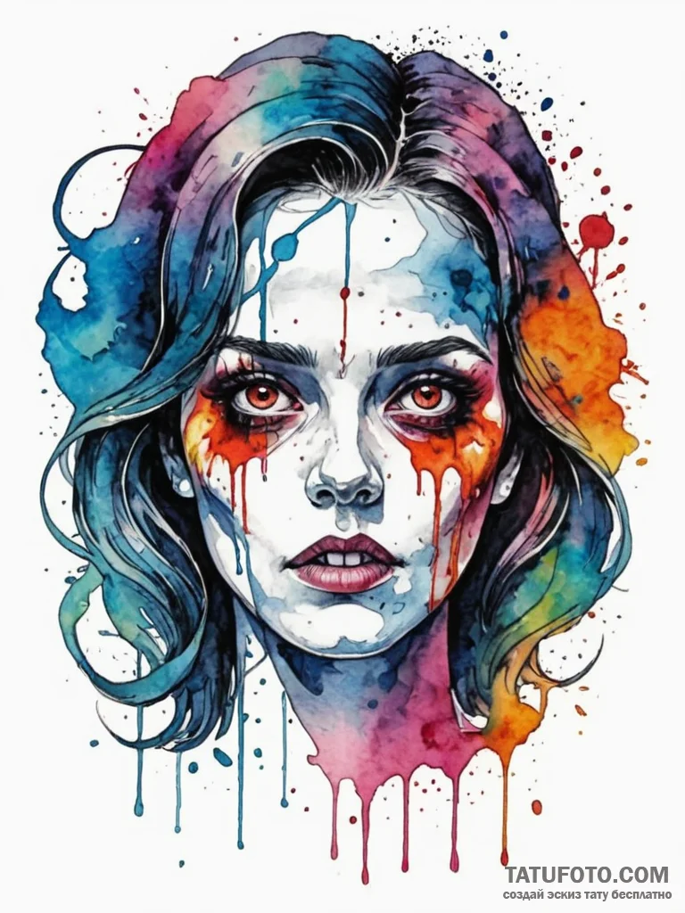 A graphic novel panel of the possessed regan... - эскиз тату (№1752780321_0, 17.07.2025 19:25) — Tatufoto.com