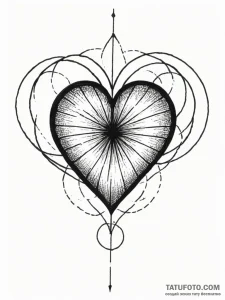 Tattoo sketch a delicate geometric heart, com... - эскиз тату (№1752780399_0, 17.07.2025 19:26) — Tatufoto.com