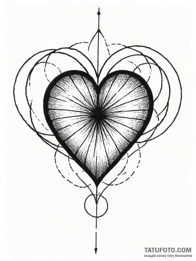 Tattoo sketch a delicate geometric heart, com... - эскиз тату (№1752780399_0, 17.07.2025 19:26) — Tatufoto.com