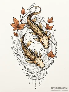 A shot of autumn leaves floating on the surfa... - эскиз тату (№1752780634_0, 17.07.2025 19:30) — Tatufoto.com