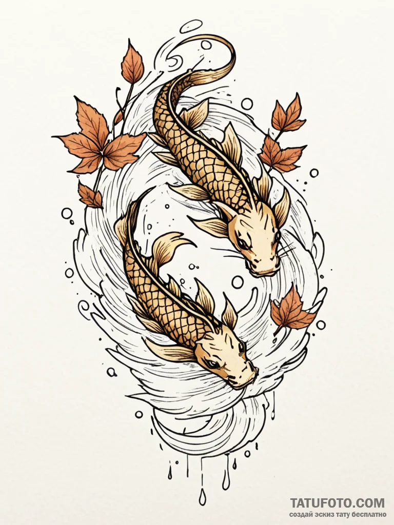 A shot of autumn leaves floating on the surfa... - эскиз тату (№1752780634_0, 17.07.2025 19:30) — Tatufoto.com