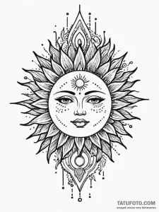 Tattoo sketch: dazhbog depicted as a radiant... - эскиз тату (№1752781186_0, 17.07.2025 19:39) — Tatufoto.com