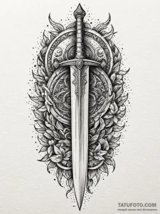 Tattoo design a medieval longsword plunged in... - эскиз тату (№1752781265_0, 17.07.2025 19:41) — Tatufoto.com