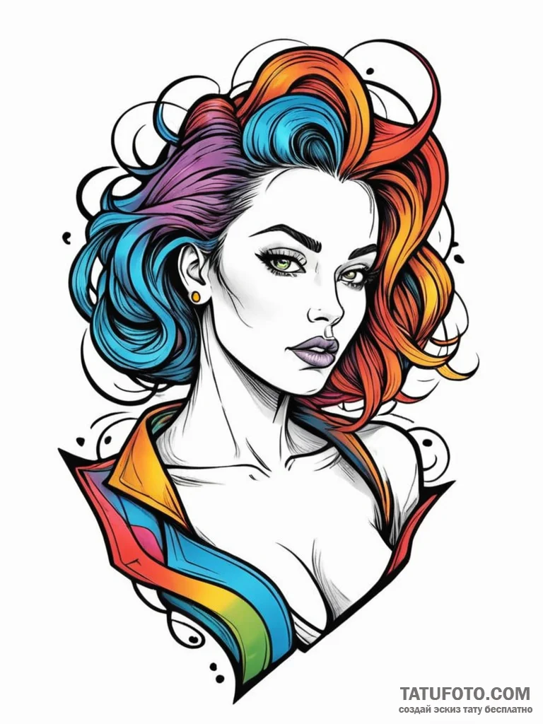 A neo-traditional tattoo of the three-breaste... - эскиз тату (№1752781500_0, 17.07.2025 19:45) — Tatufoto.com