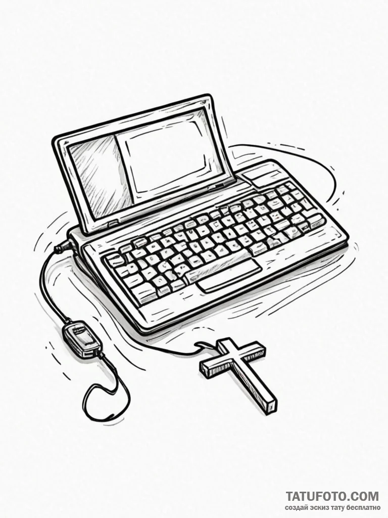 Tattoo design a stylized "press any key" mess... - эскиз тату (№1752781579_0, 17.07.2025 19:46) — Tatufoto.com