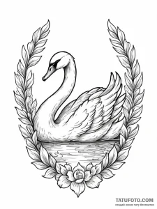 Tattoo sketch a graceful swan, symbolizing pu... - эскиз тату (№1752781821_0, 17.07.2025 19:50) — Tatufoto.com