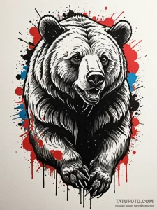 Tattoo sketch a detailed grizzly bear in a po... - эскиз тату (№1752781899_0, 17.07.2025 19:51) — Tatufoto.com