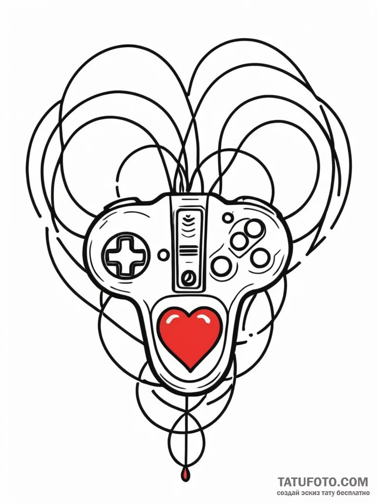 Tattoo sketch a minimalist joystick with an a... - эскиз тату (№1752782062_0, 17.07.2025 19:54) — Tatufoto.com