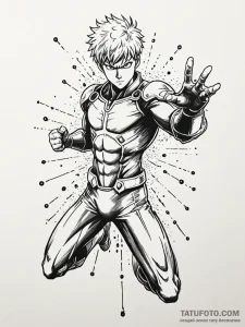 A sketch of genos from one-punch man, in a dy... - эскиз тату (№1752783094_0, 17.07.2025 20:11) — Tatufoto.com