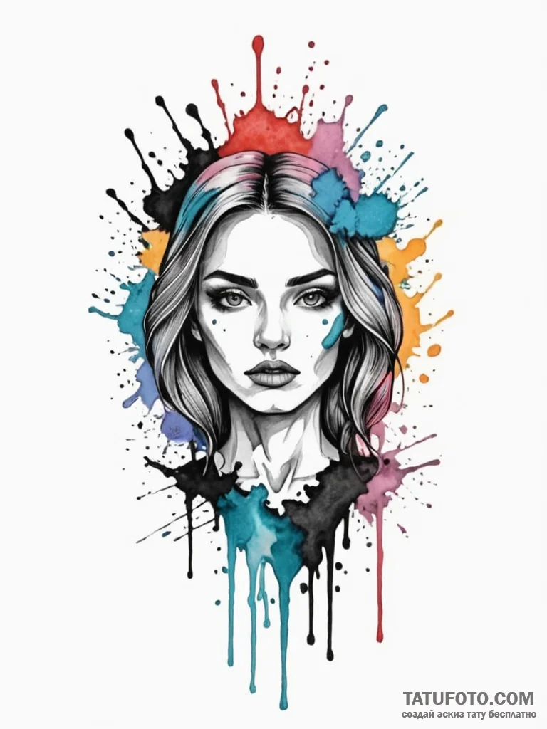 Tattoo sketch a watercolor splash in soft pas... - эскиз тату (№1752783176_0, 17.07.2025 20:12) — Tatufoto.com