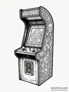 Tattoo design a classic arcade cabinet glowin... - эскиз тату (№1752783255_0, 17.07.2025 20:14) — Tatufoto.com