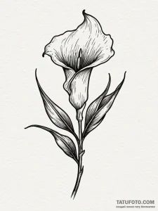 Tattoo sketch a single, elegant calla lily, s... - эскиз тату (№1752783654_0, 17.07.2025 20:20) — Tatufoto.com