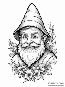 A sketch of the travelling garden gnome from... - эскиз тату (№1752783731_0, 17.07.2025 20:22) — Tatufoto.com