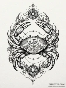 Tattoo design a cancer crab in blackwork, wit... - эскиз тату (№1752784136_0, 17.07.2025 20:28) — Tatufoto.com