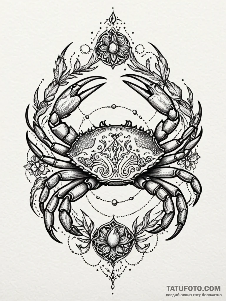 Tattoo design a cancer crab in blackwork, wit... - эскиз тату (№1752784136_0, 17.07.2025 20:28) — Tatufoto.com