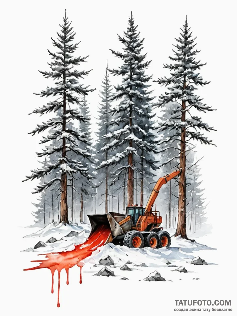 A watercolor sketch of the bloody snow from f... - эскиз тату (№1752784294_0, 17.07.2025 20:31) — Tatufoto.com