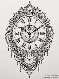 Tattoo design a clock with hands frozen at a... - эскиз тату (№1752784613_0, 17.07.2025 20:36) — Tatufoto.com