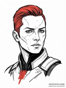 A graphic novel style portrait of commander s... - эскиз тату (№1752784693_0, 17.07.2025 20:38) — Tatufoto.com