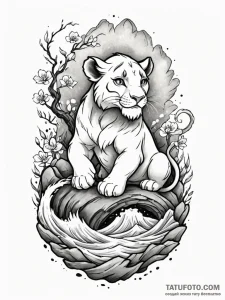 A watercolor sketch of simba from the lion ki... - эскиз тату (№1752784852_0, 17.07.2025 20:40) — Tatufoto.com