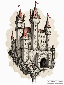 Tattoo sketch a medieval castle wall, strong... - эскиз тату (№1752785012_0, 17.07.2025 20:43) — Tatufoto.com