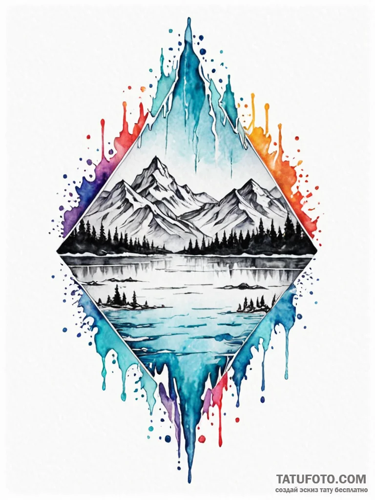 A close-up of the patterns on a frozen lake's... - эскиз тату (№1752785252_0, 17.07.2025 20:47) — Tatufoto.com