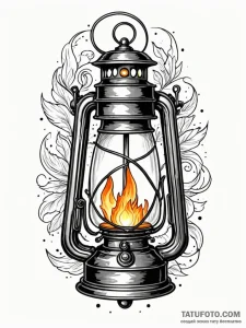 Tattoo sketch a single, glowing lantern in da... - эскиз тату (№1752786045_0, 17.07.2025 21:00) — Tatufoto.com