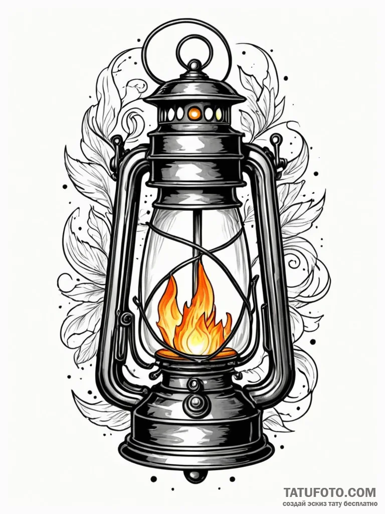 Tattoo sketch a single, glowing lantern in da... - эскиз тату (№1752786045_0, 17.07.2025 21:00) — Tatufoto.com