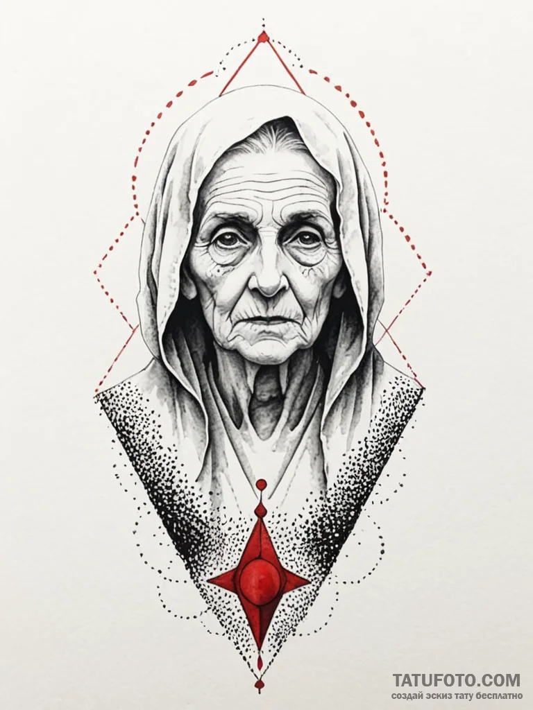 A watercolor sketch of the old woman ghost fr… — эскиз тату (№1752786364_0, 17.07.2025 21:06) — Tatufoto.com