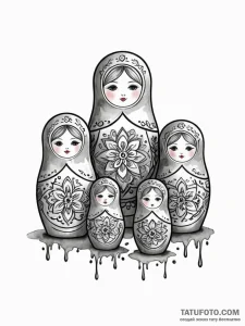 Tattoo design a set of russian dolls, represe... - эскиз тату (№1752786603_0, 17.07.2025 21:10) — Tatufoto.com