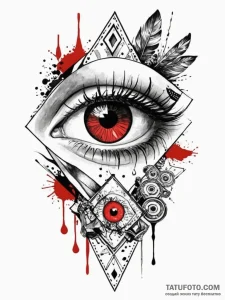 Eye, tattoo line art, trash polka tattoo styl... - эскиз тату (№1752786683_0, 17.07.2025 21:11) — Tatufoto.com